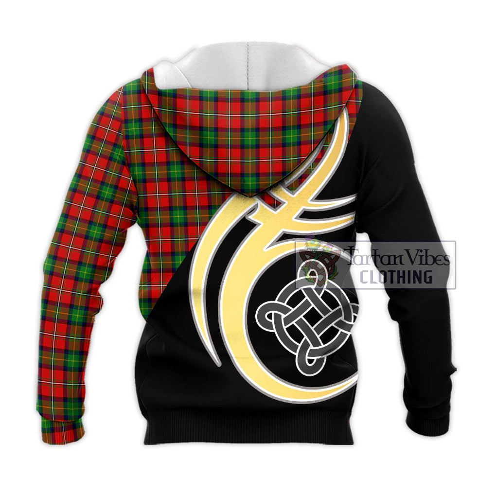 Fairlie Tartan Knitted Hoodie with Family Crest and Celtic Symbol Style - Tartan Vibes Clothing