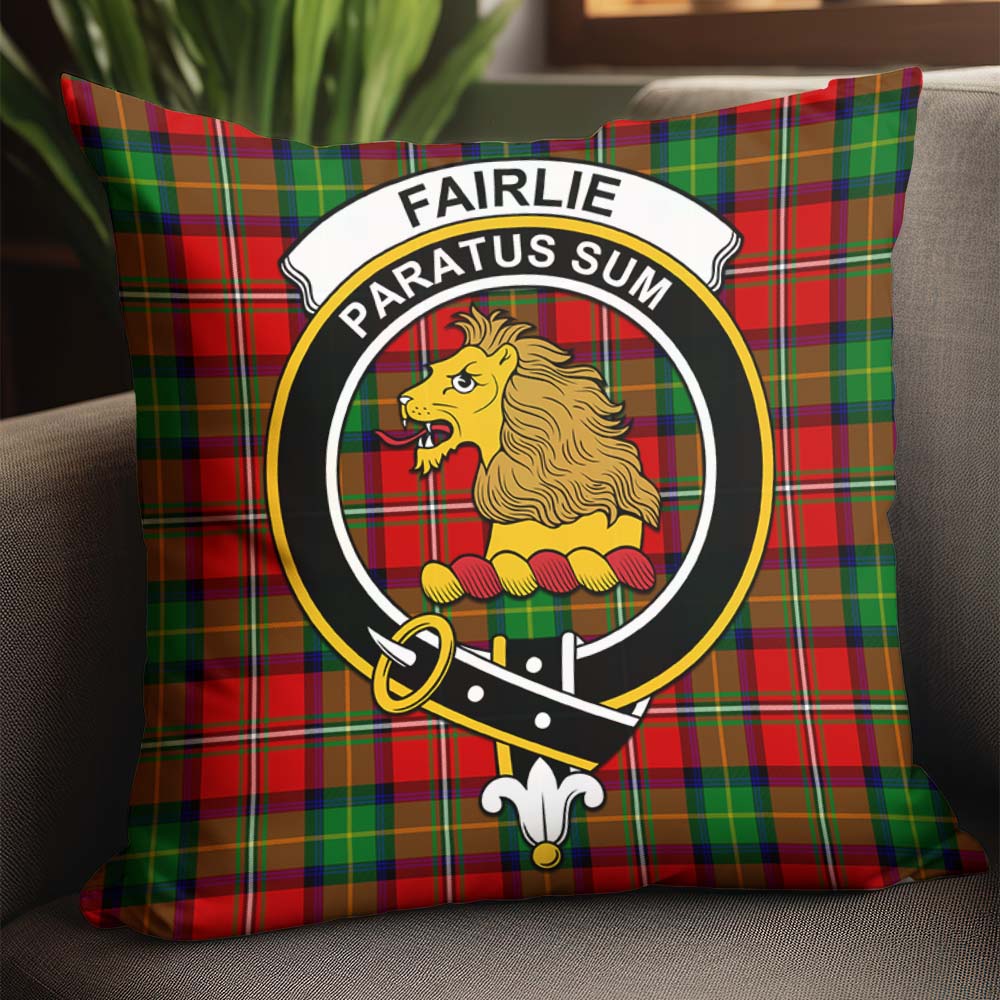 Fairlie Modern Tartan Pillow Cover with Family Crest - Tartanvibesclothing