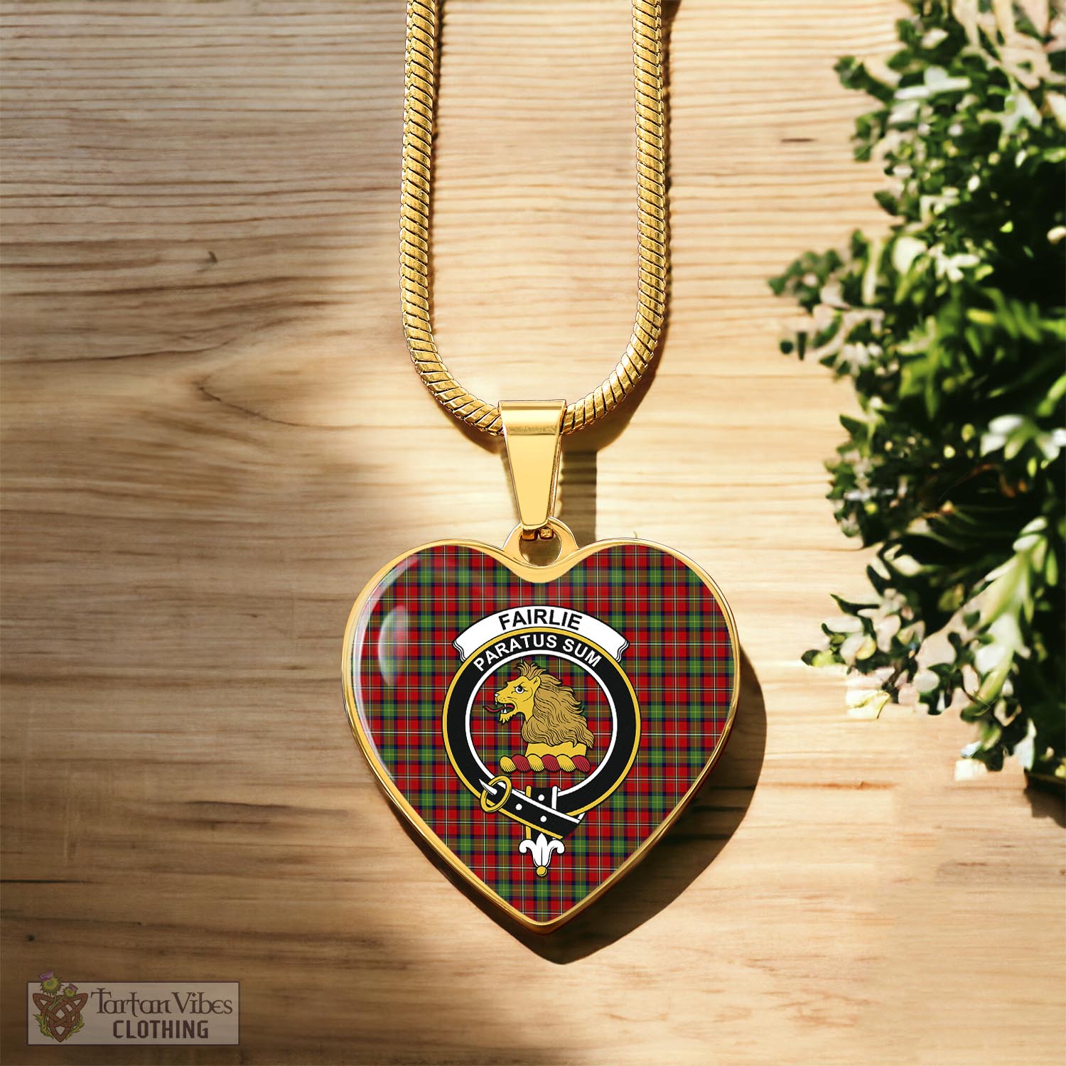 Tartan Vibes Clothing Fairlie Modern Tartan Heart Necklace with Family Crest