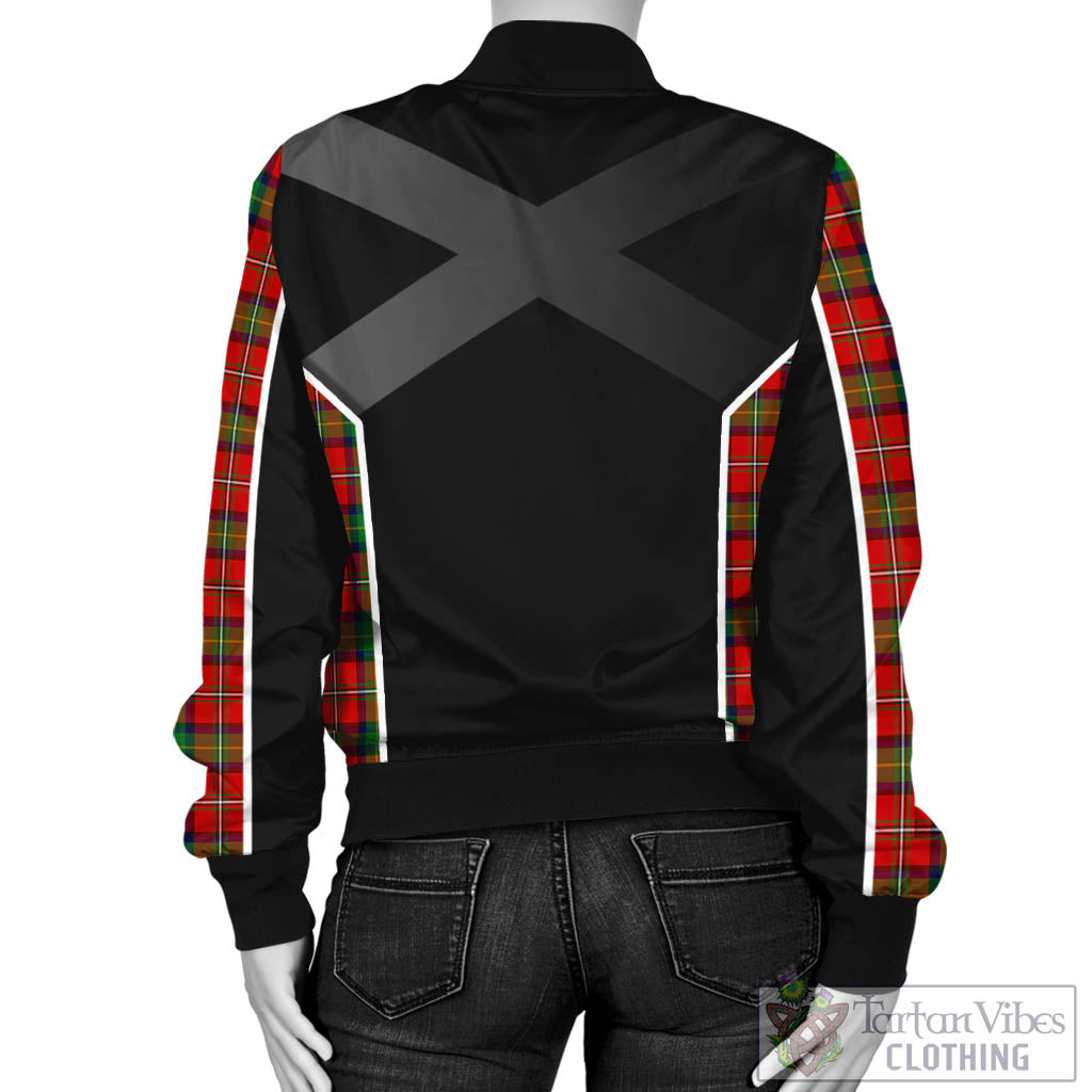 Tartan Vibes Clothing Fairlie Modern Tartan Bomber Jacket with Family Crest and Scottish Thistle Vibes Sport Style