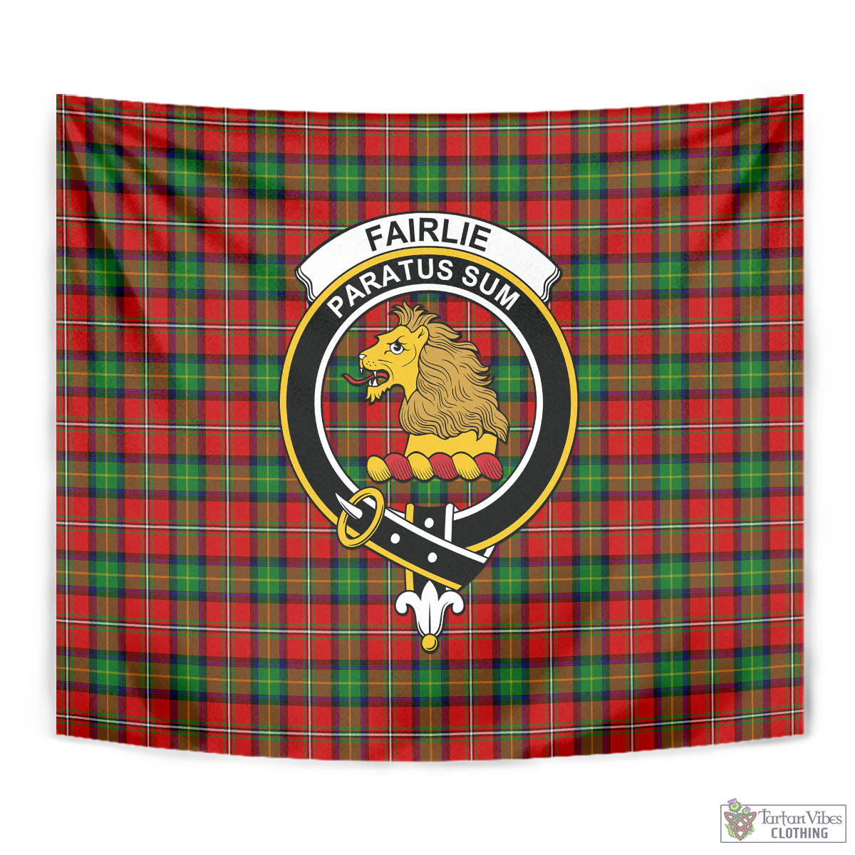 Tartan Vibes Clothing Fairlie Modern Tartan Tapestry Wall Hanging and Home Decor for Room with Family Crest