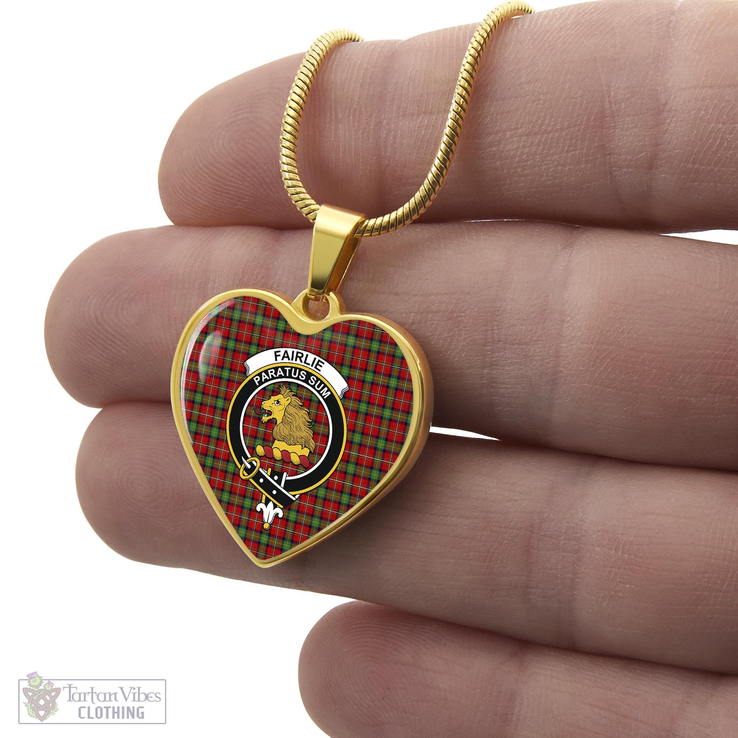 Tartan Vibes Clothing Fairlie Modern Tartan Heart Necklace with Family Crest