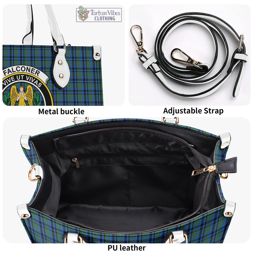 Tartan Vibes Clothing Falconer Tartan Luxury Leather Handbags with Family Crest