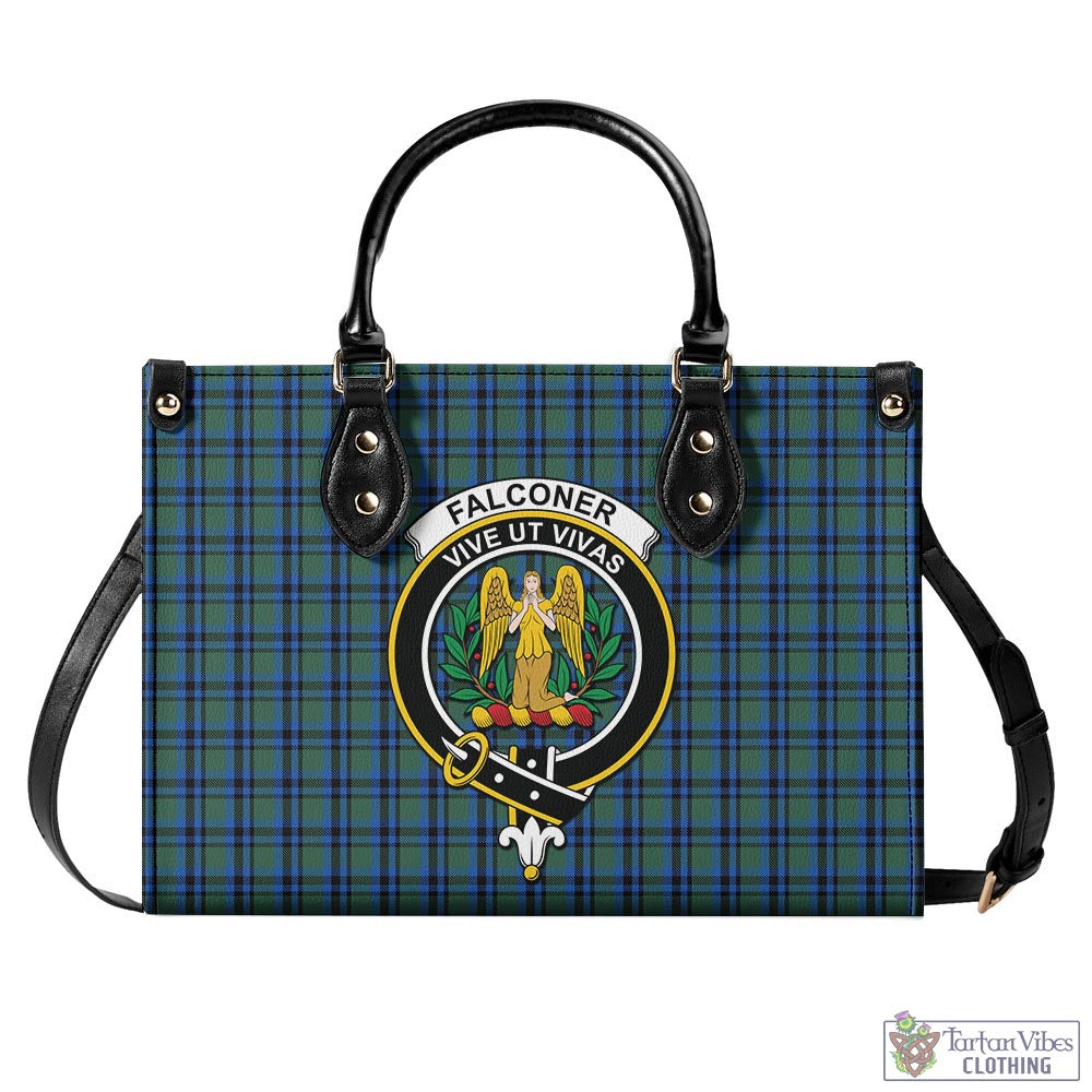 Tartan Vibes Clothing Falconer Tartan Luxury Leather Handbags with Family Crest