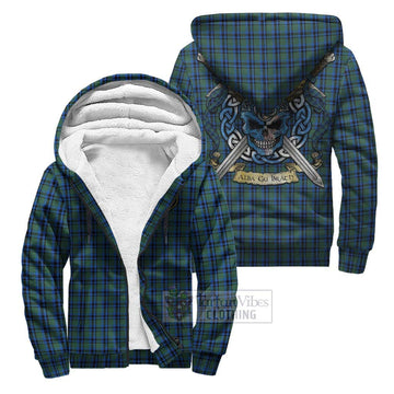 Falconer Tartan Sherpa Hoodie with Family Crest Celtic Skull Style