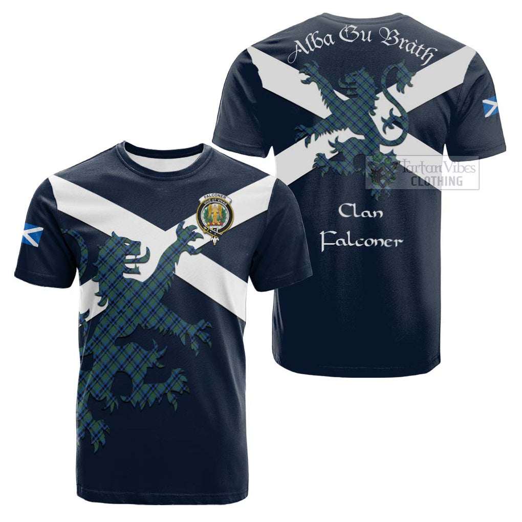 Tartan Vibes Clothing Falconer Tartan Lion Rampant Cotton T-shirt – Proudly Display Your Heritage with Alba Gu Brath and Clan Name