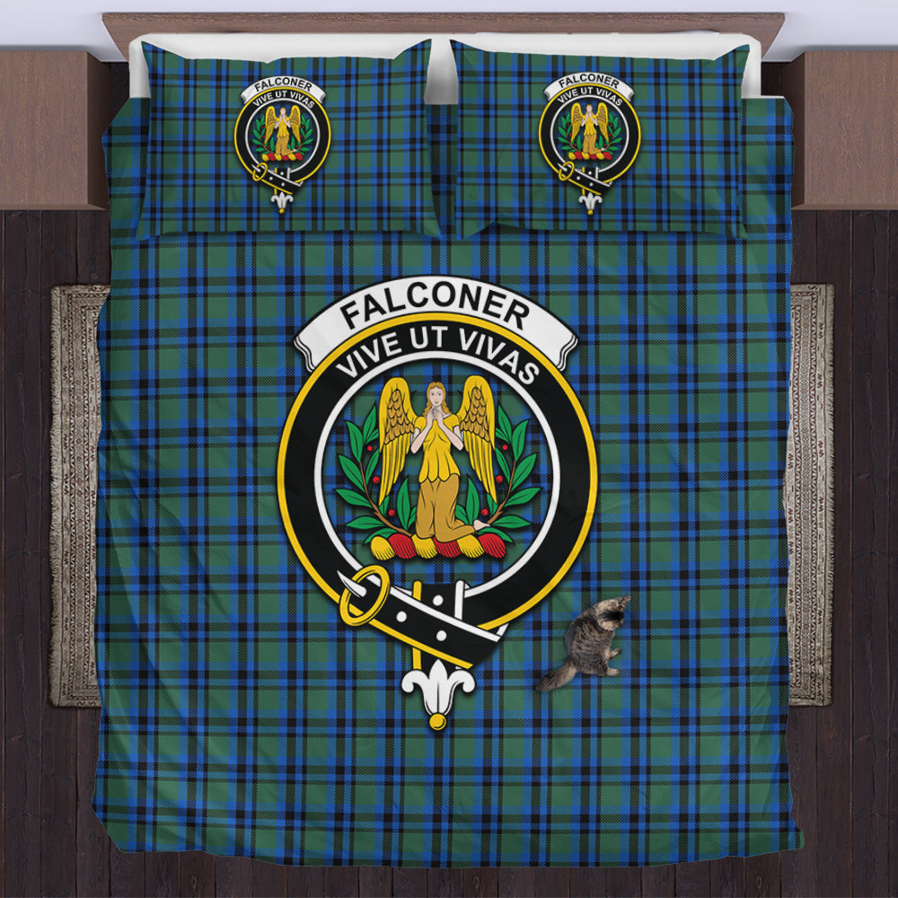 Falconer Tartan Bedding Set with Family Crest US Bedding Set - Tartan Vibes Clothing