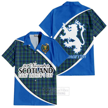 Falconer Family Crest Tartan Short Sleeve Button Shirt Celebrate Saint Andrew's Day in Style