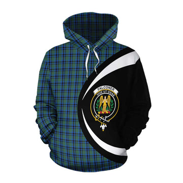 Falconer Tartan Cotton Hoodie with Family Crest Circle Style