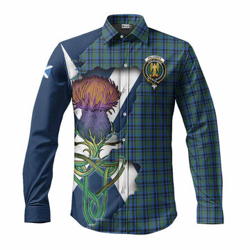 Falconer Tartan Family Crest Long Sleeve Button Shirt Scottish Thistle Celtic Inspired Men's Shirt S - Tartan Vibes Clothing
