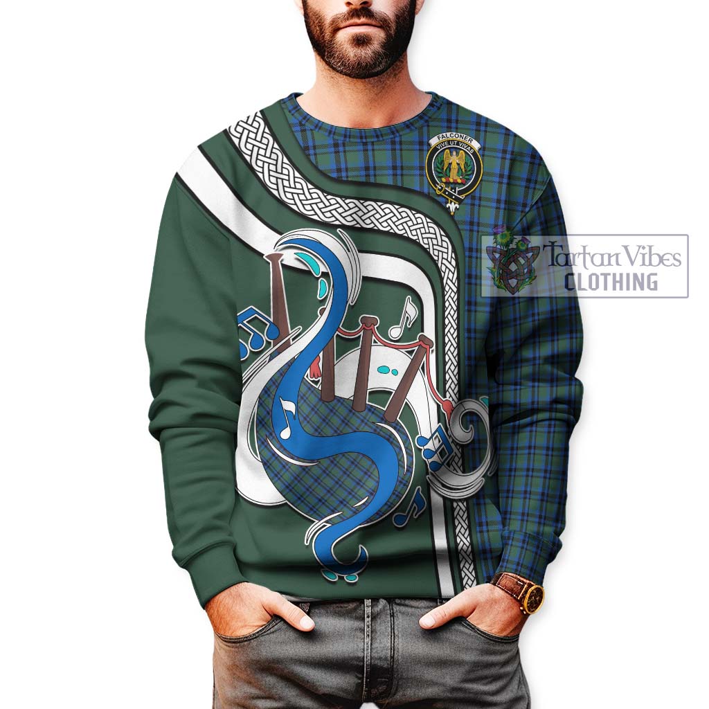 Tartan Vibes Clothing Falconer Tartan Sweatshirt with Epic Bagpipe Style