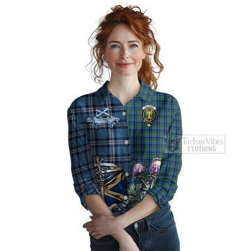 Falconer Tartan Women's Casual Shirt Happy St. Andrew's Day Half Tartan Style