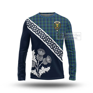 Falconer Tartan Long Sleeve T-Shirt Featuring Thistle and Scotland Map