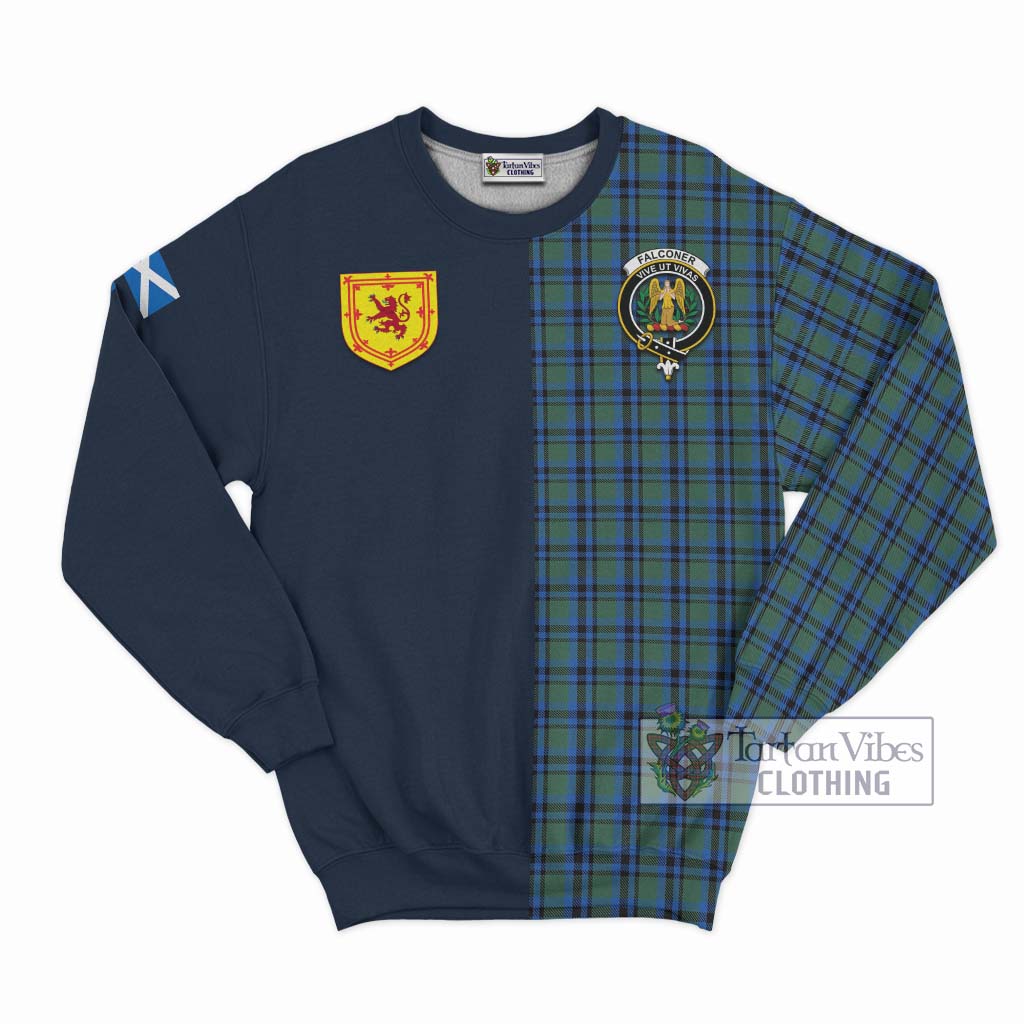 Tartan Vibes Clothing Falconer Tartan Sweatshirt with Scottish Lion Royal Arm Half Style