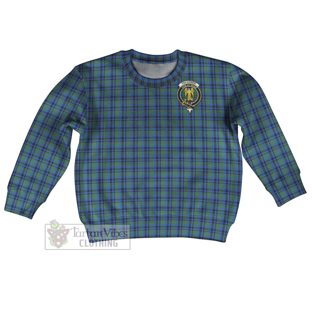 Tartan Vibes Clothing Falconer Tartan Kid Ugly Sweater with Family Crest