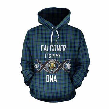 Falconer Tartan Cotton Hoodie with Family Crest DNA In Me Style