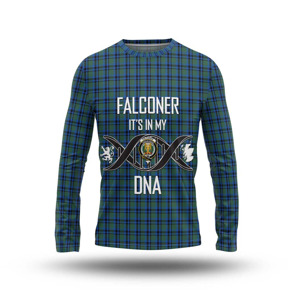 Falconer Tartan Long Sleeve T-Shirt with Family Crest DNA In Me Style Unisex - Tartanvibesclothing Shop