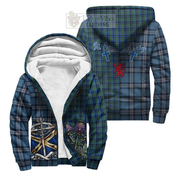 Falconer Tartan Sherpa Hoodie Happy St. Andrew's Day Half Tartan Style