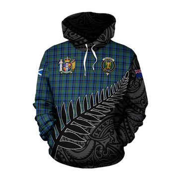 Falconer Crest Tartan Cotton Hoodie with New Zealand Silver Fern Half Style