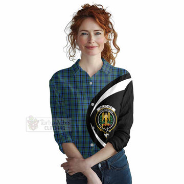 Falconer Tartan Women's Casual Shirt with Family Crest Circle Style