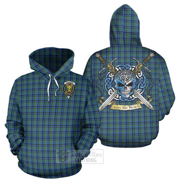 Falconer Tartan Hoodie with Family Crest Celtic Skull Style