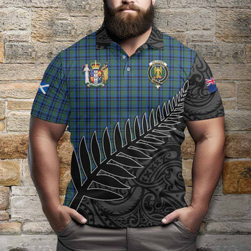 Falconer Crest Tartan Polo Shirt with New Zealand Silver Fern Half Style