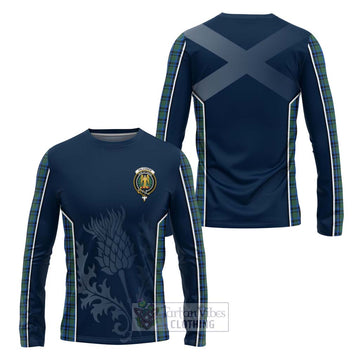 Falconer Tartan Long Sleeve T-Shirt with Family Crest and Scottish Thistle Vibes Sport Style