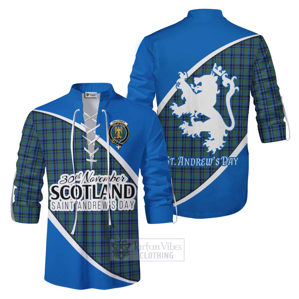 Tartan Vibes Clothing Falconer Family Crest Tartan Ghillie Kilt Shirt Celebrate Saint Andrew's Day in Style