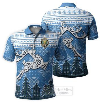 Falconer Clan Christmas Polo Shirt Celtic Reindeer Style