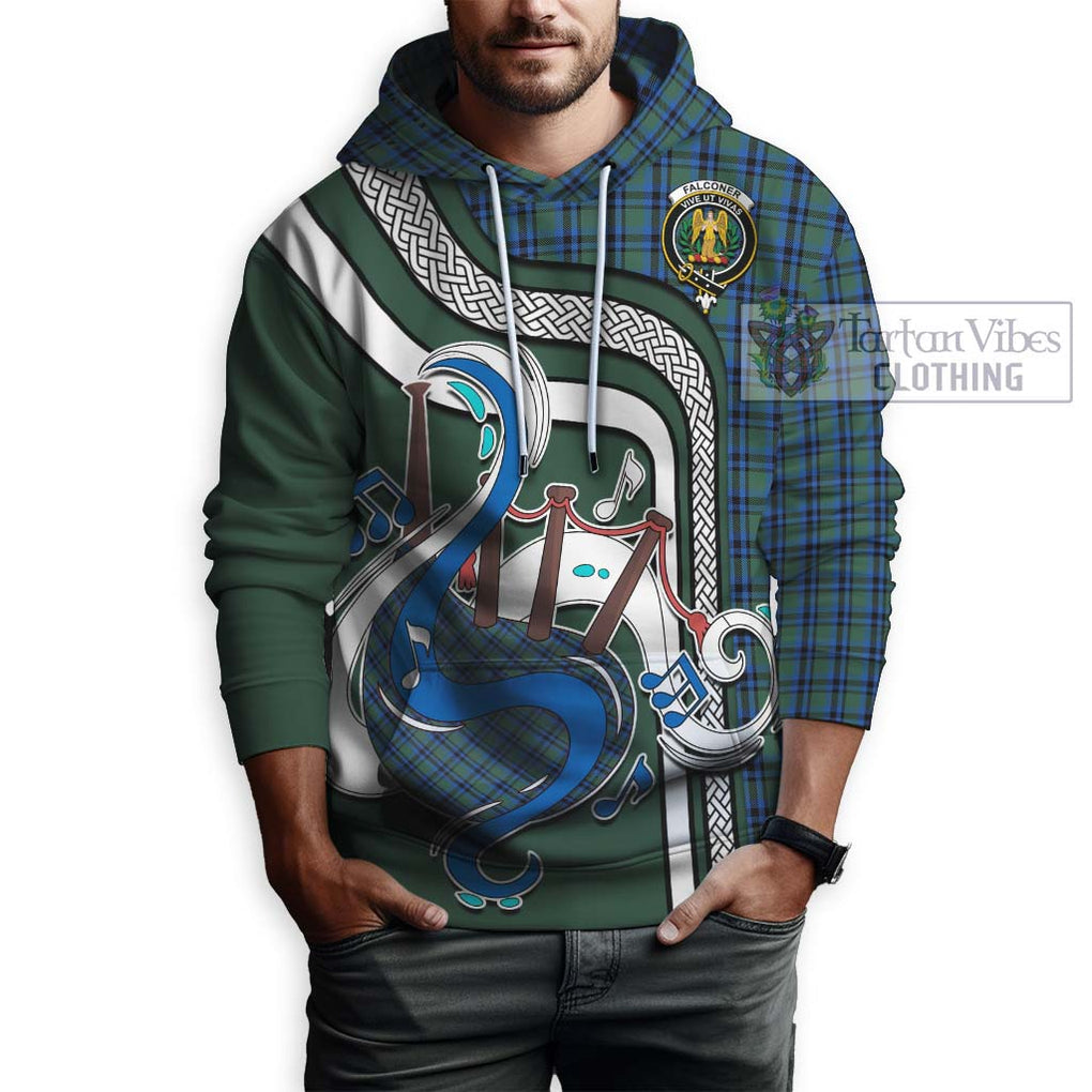 Falconer Tartan Hoodie with Epic Bagpipe Style Zip Hoodie - Tartanvibesclothing Shop