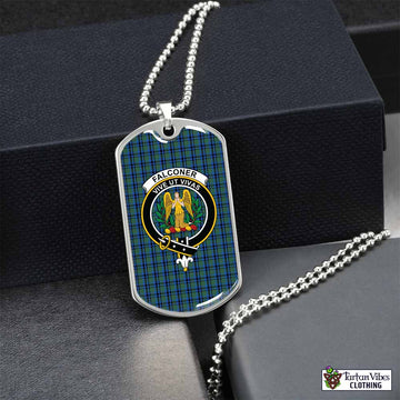 Falconer Tartan Dog Tag Necklace with Family Crest