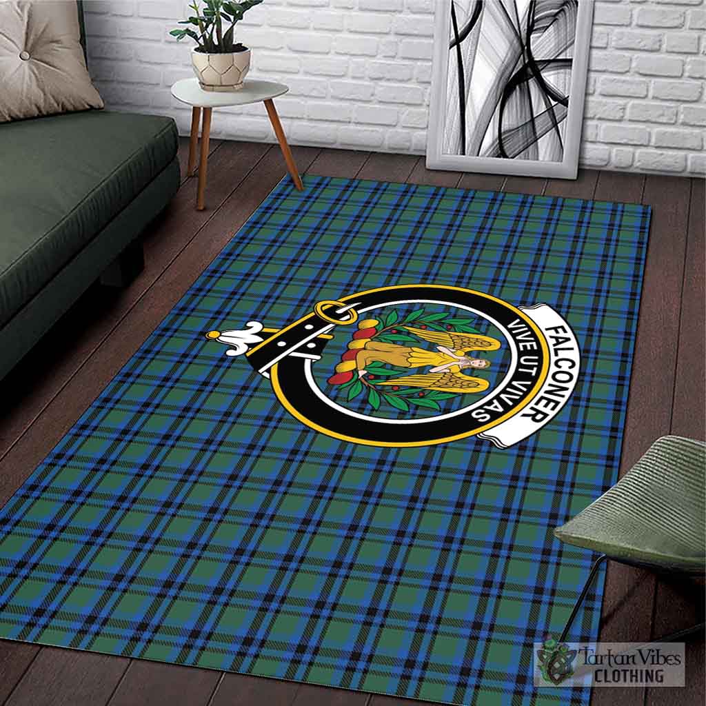 Tartan Vibes Clothing Falconer Tartan Area Rug with Family Crest