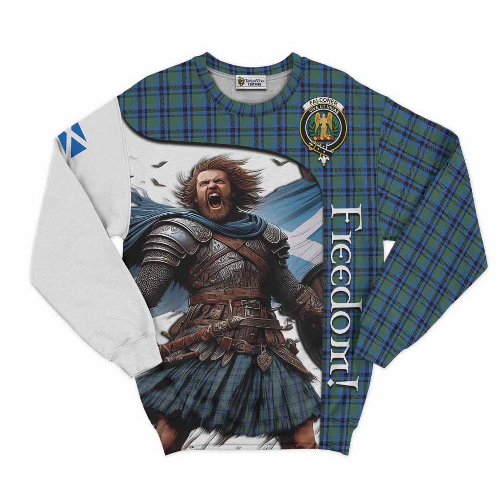 Tartan Vibes Clothing Falconer Crest Tartan Sweatshirt Inspired by the Freedom of Scottish Warrior