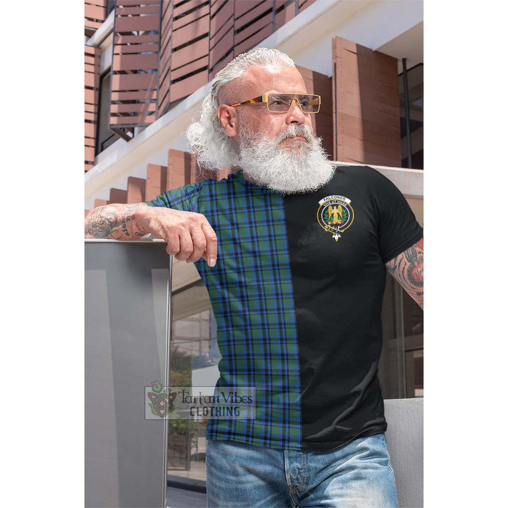 Tartan Vibes Clothing Falconer Tartan Cotton T-shirt with Family Crest and Half Of Me Style