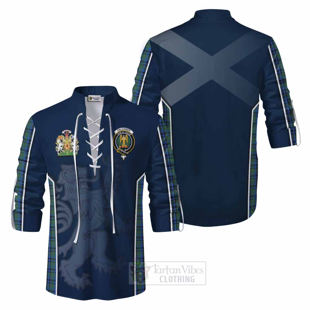 Tartan Vibes Clothing Falconer Tartan Ghillie Kilt Shirt with Family Crest and Lion Rampant Vibes Sport Style