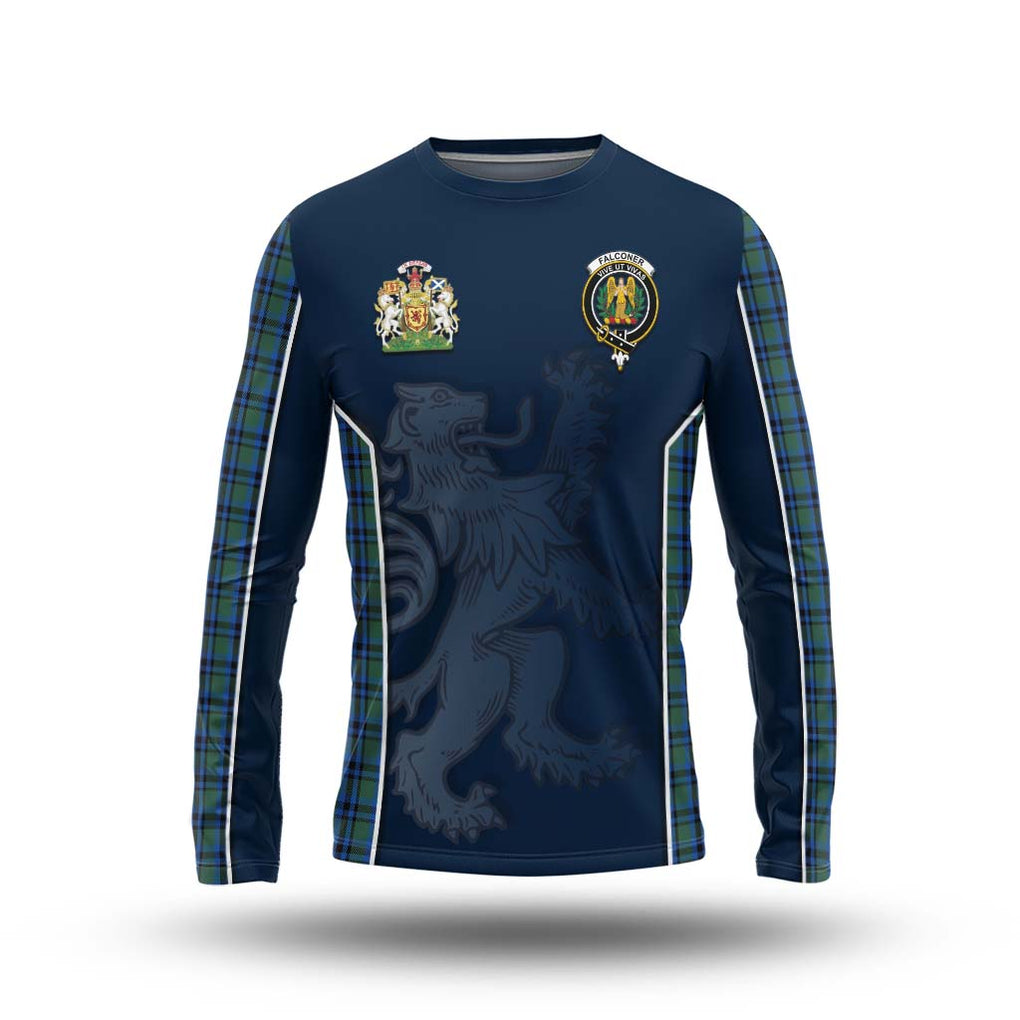 Falconer Tartan Long Sleeve T-Shirt with Family Crest and Lion Rampant Vibes Sport Style Unisex - Tartan Vibes Clothing