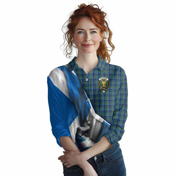 Falconer Tartan Women's Casual Shirt with Family Crest Scotland Patriotic Style