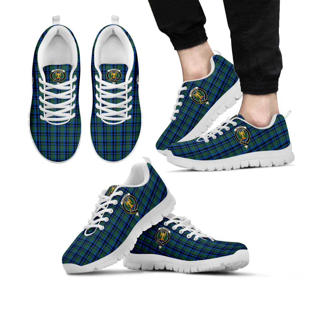 Falconer Tartan Sneakers with Family Crest Kid's Sneakers - Tartan Vibes Clothing