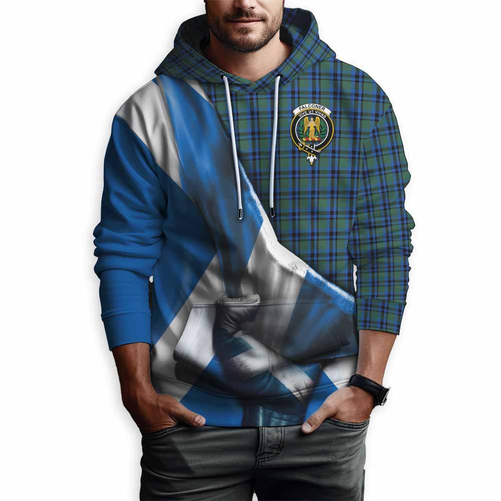 Tartan Vibes Clothing Falconer Tartan Hoodie with Family Crest Scotland Patriotic Style