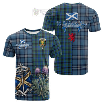 Falconer Tartan Cotton T-shirt Happy St. Andrew's Day Half Tartan Style