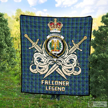 Falconer Tartan Quilt with Clan Crest and the Golden Sword of Courageous Legacy