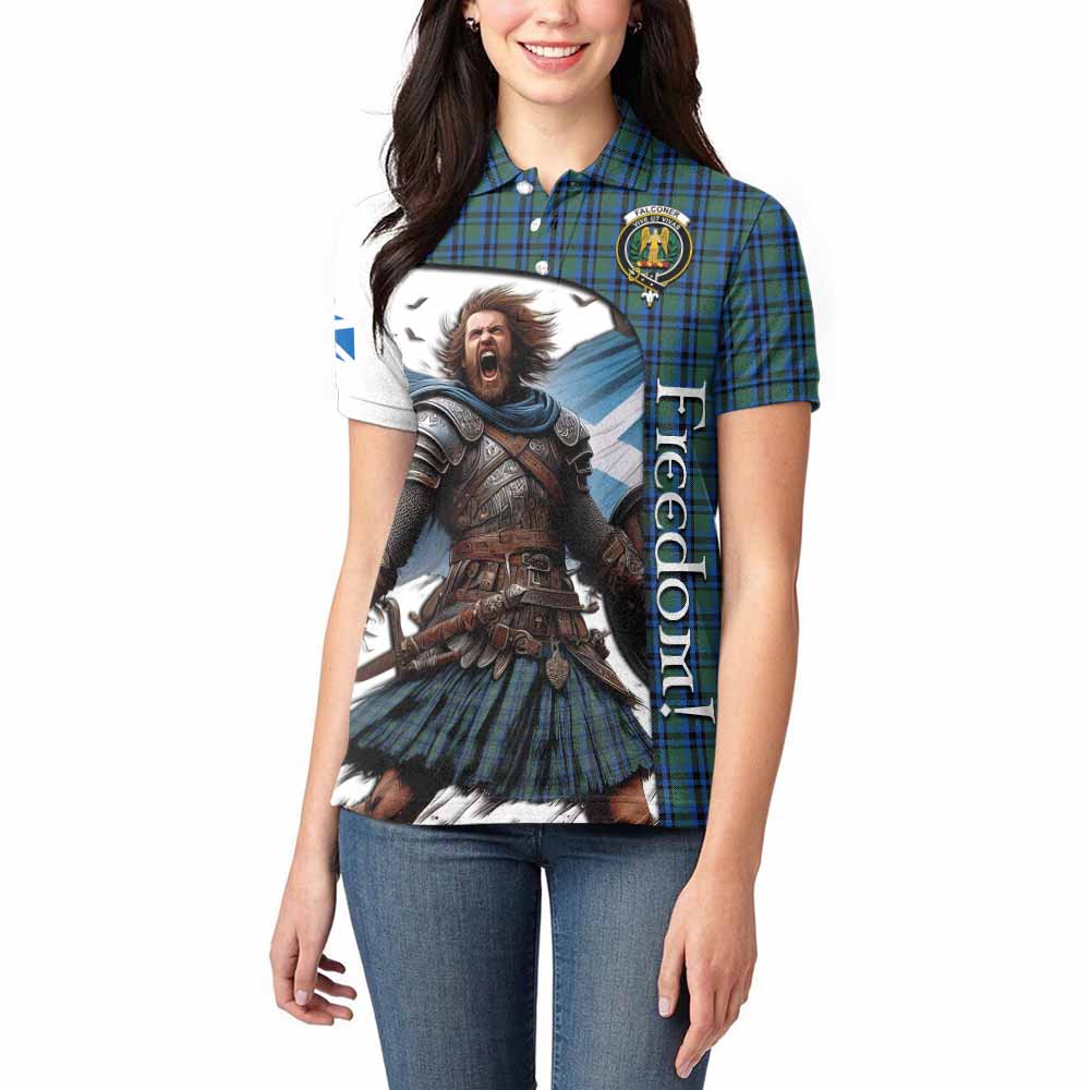 Tartan Vibes Clothing Falconer Crest Tartan Women's Polo Shirt Inspired by the Freedom of Scottish Warrior