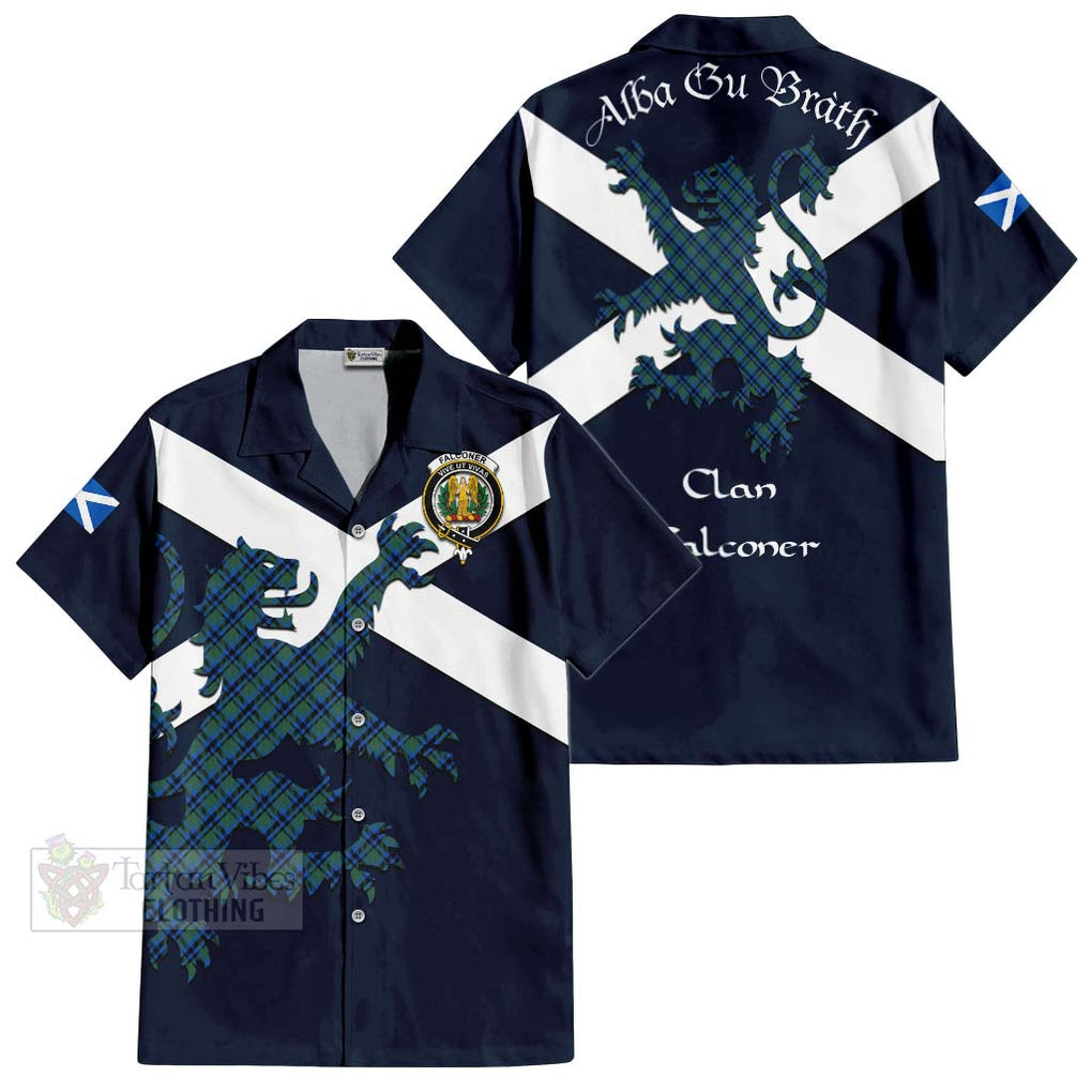 Tartan Vibes Clothing Falconer Tartan Lion Rampant Short Sleeve Button Shirt – Proudly Display Your Heritage with Alba Gu Brath and Clan Name