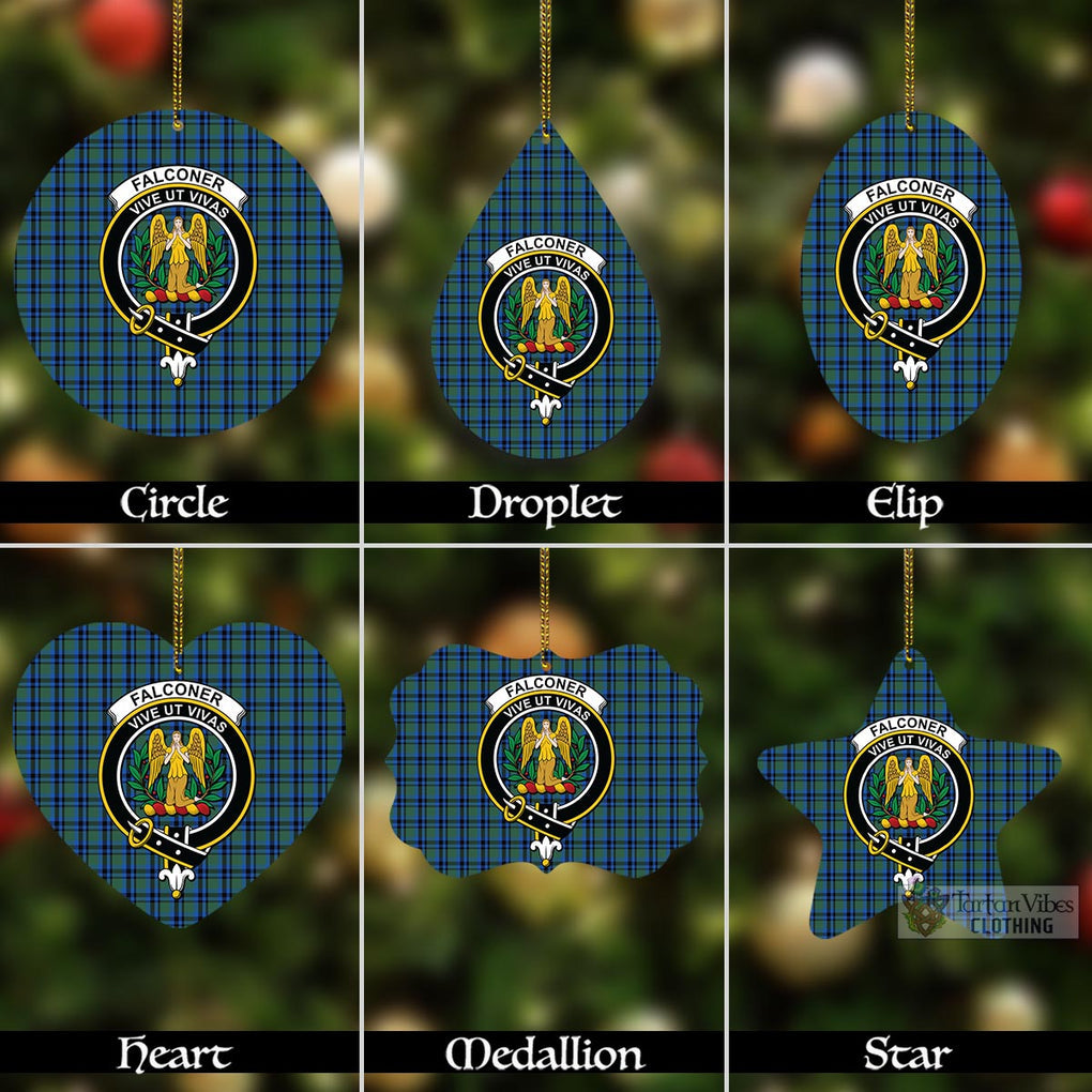 Tartan Vibes Clothing Falconer Tartan Christmas Aluminium Ornament with Family Crest