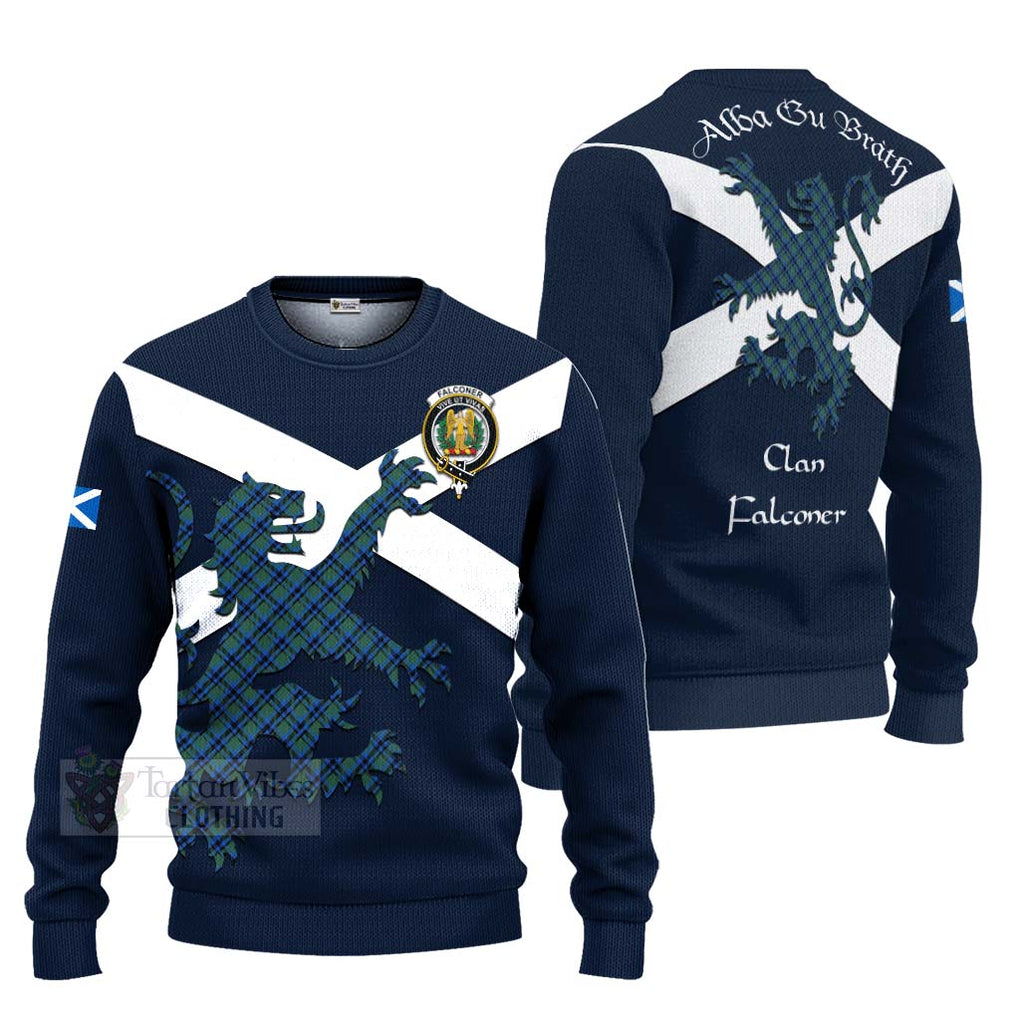 Tartan Vibes Clothing Falconer Tartan Lion Rampant Knitted Sweater – Proudly Display Your Heritage with Alba Gu Brath and Clan Name