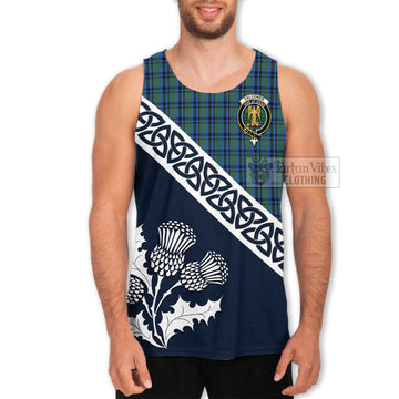 Falconer Tartan Men's Tank Top Featuring Thistle and Scotland Map