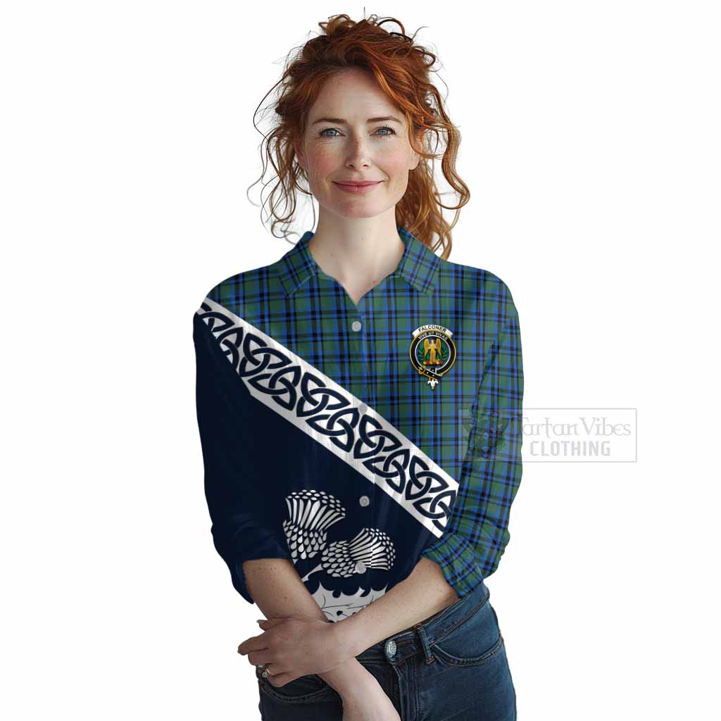 Tartan Vibes Clothing Falconer Tartan Women's Casual Shirt Featuring Thistle and Scotland Map