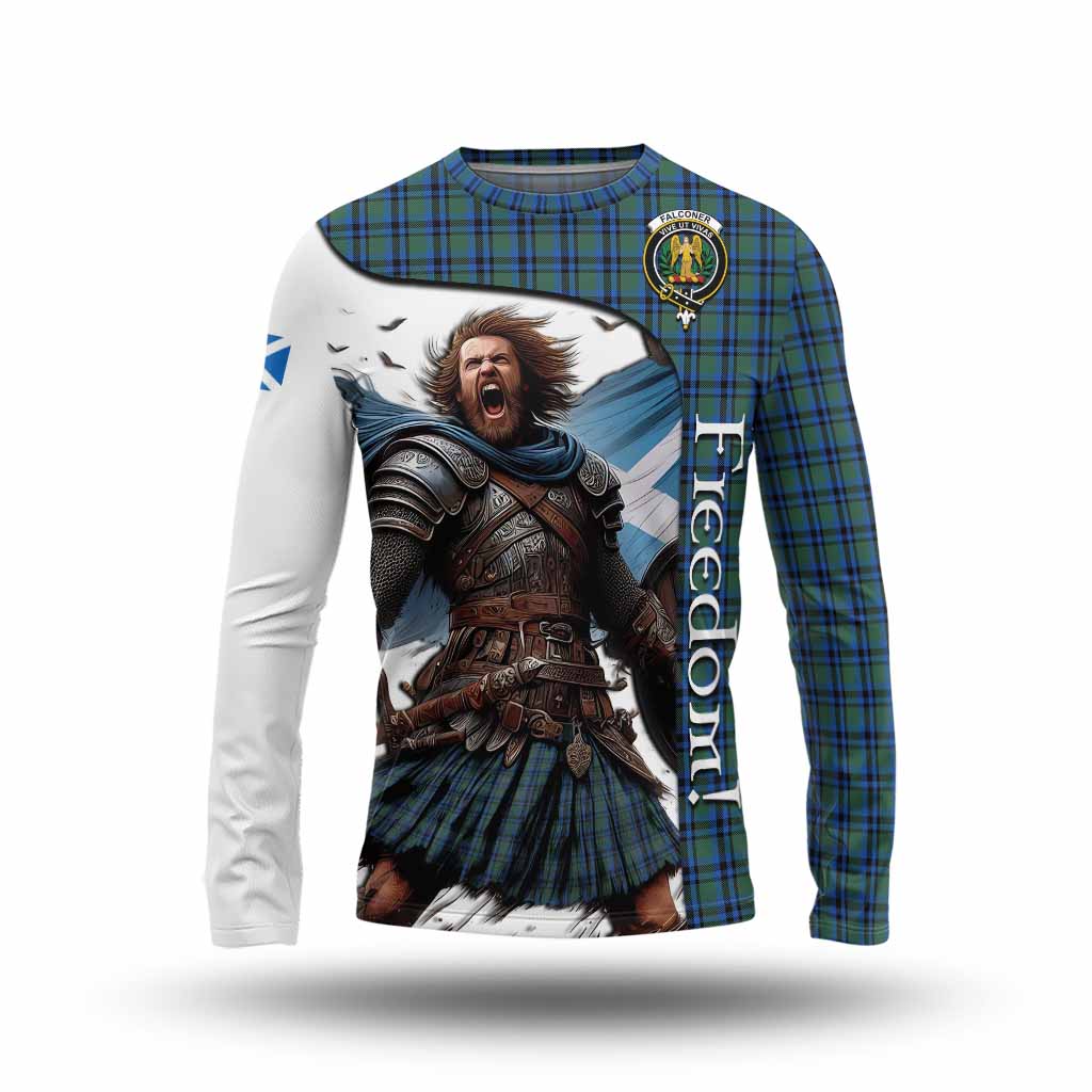 Tartan Vibes Clothing Falconer Crest Tartan Long Sleeve T-Shirt Inspired by the Freedom of Scottish Warrior