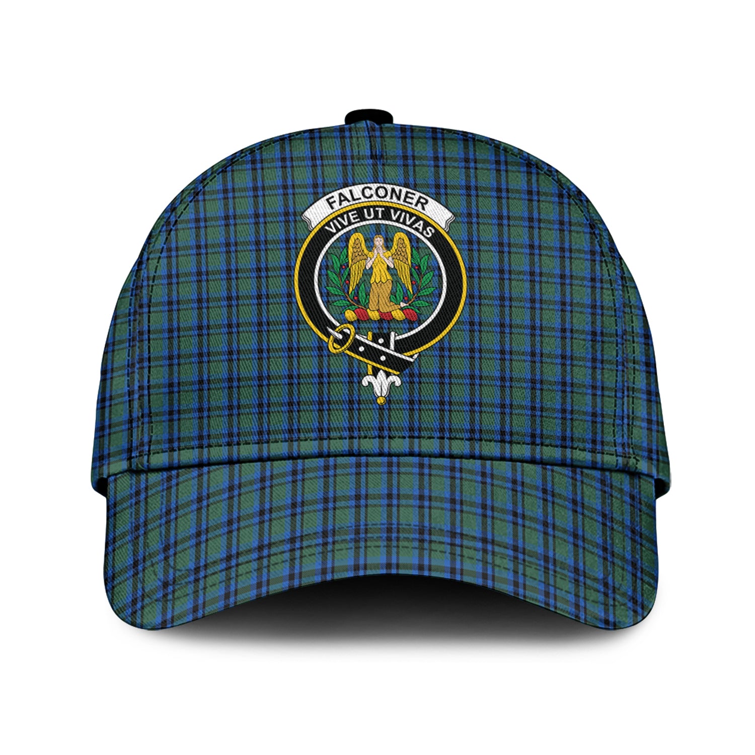 Falconer Tartan Classic Cap with Family Crest Classic Cap Universal Fit - Tartan Vibes Clothing