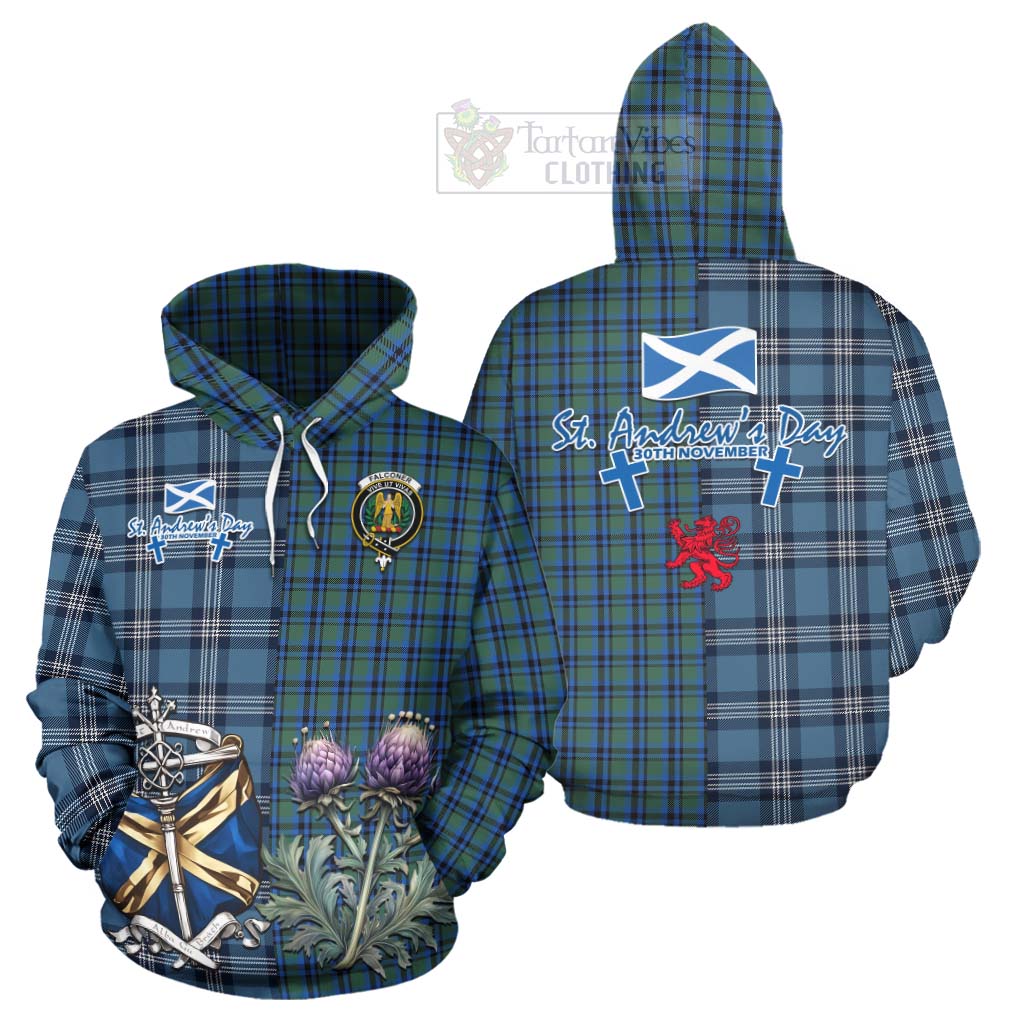 Tartan Vibes Clothing Falconer Tartan Hoodie Happy St. Andrew's Day Half Tartan Style